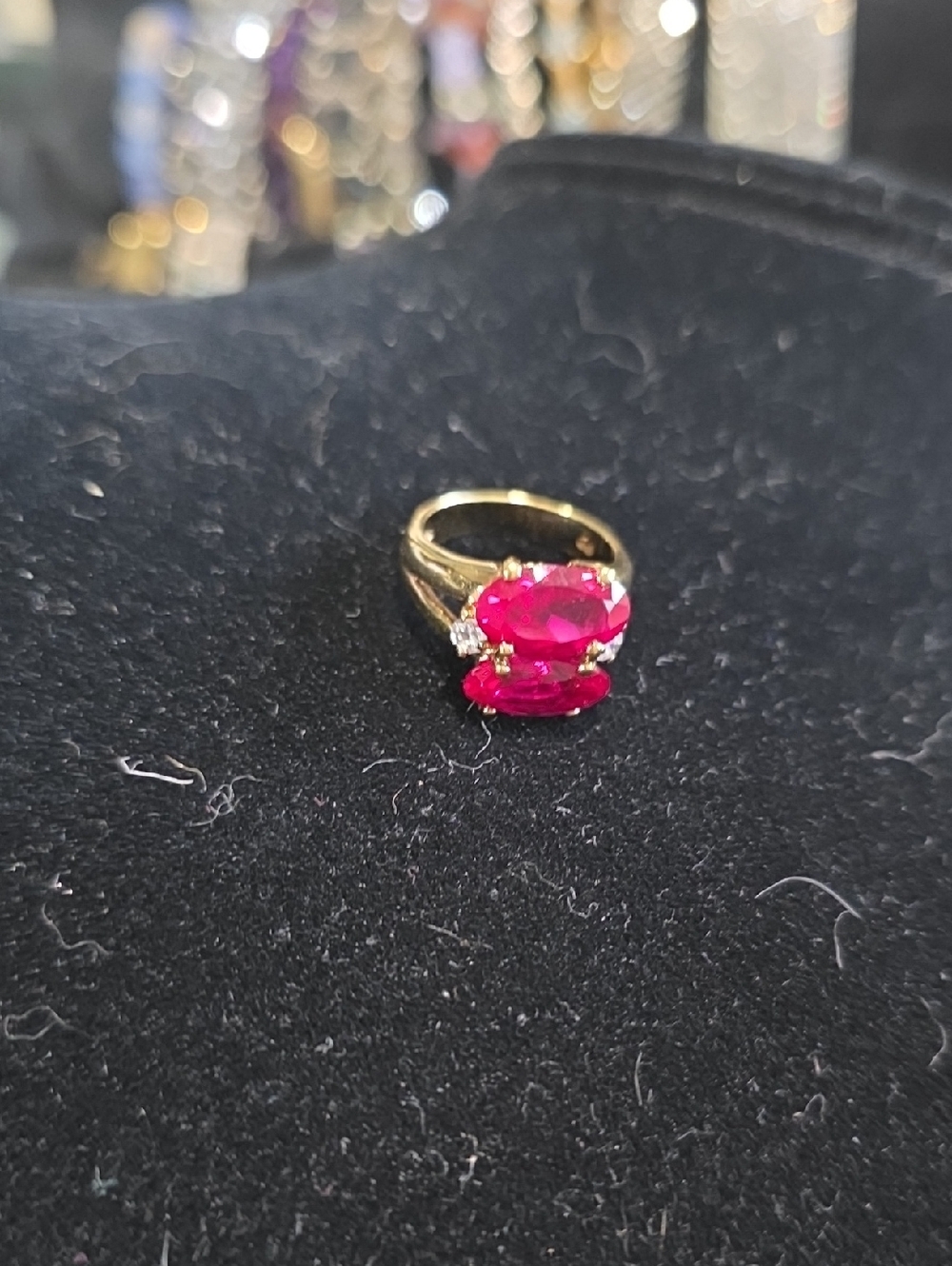 925 W Goldoverlay Gold Ring with Genuine Rubies & DiamondElegant Women's Jewelry